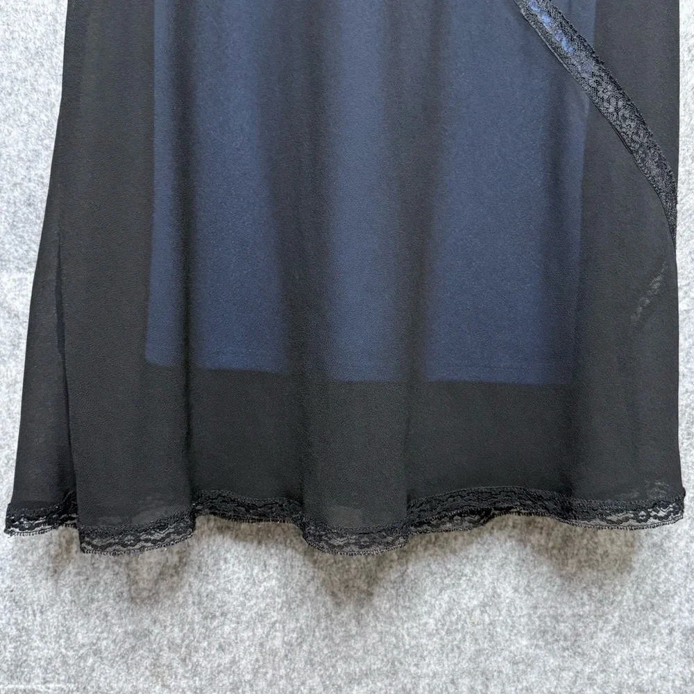 Zinc 90s Elegant Black Sleeveless Dress w/‎ Blue Lining- Sz L - Picture 5 of 8